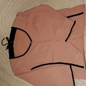 RICKI'Sretro knit top, sizexl, blush pink with black trim
